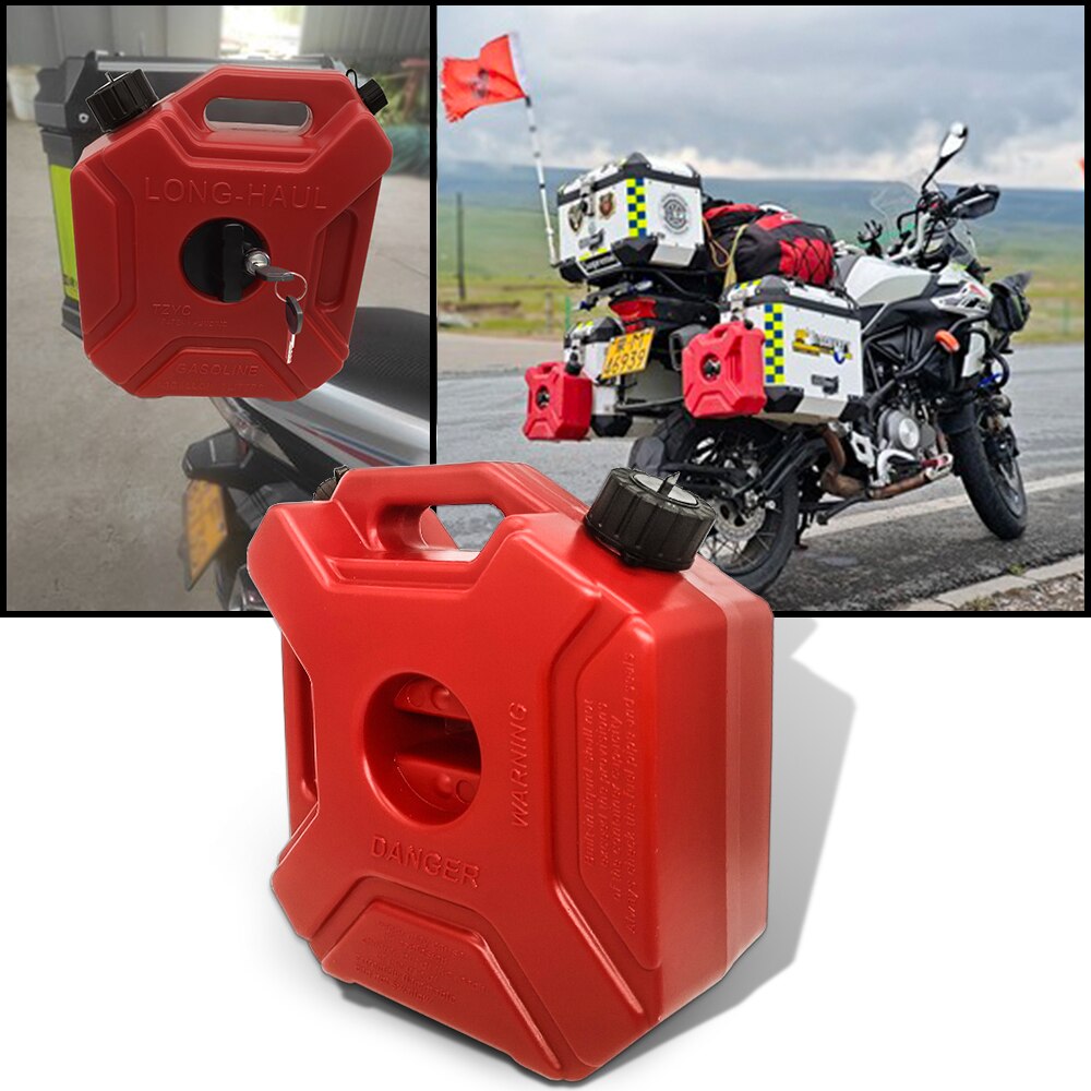 Tanque de combustible de gasolina y diésel de 5L, contenedor negro de repuesto para motocicleta y coche, jarras de repuesto con cerradura y llave