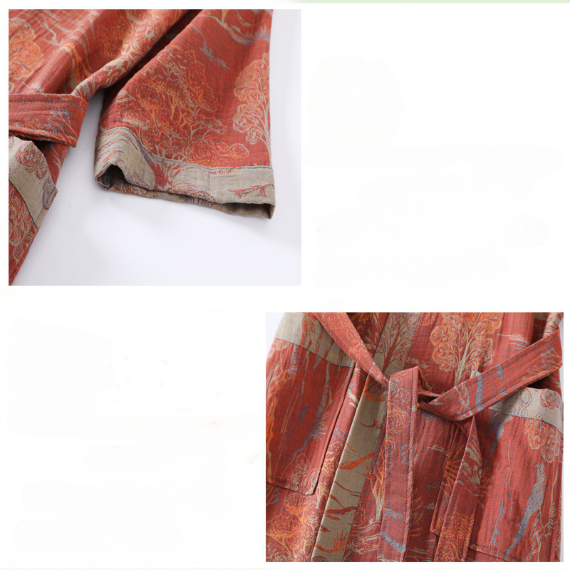 Lente en zomer dunne katoenen dubbellaagse gaasbadjas voor koppels Pyjama's Thuis absorberende en sneldrogende badjas