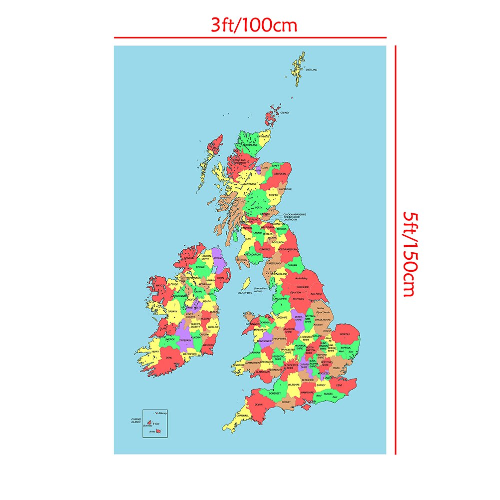 100*150cm The United Kingdom Map Wall Poster Non-woven Canvas Painting Living Room Home Decoration School Supplies
