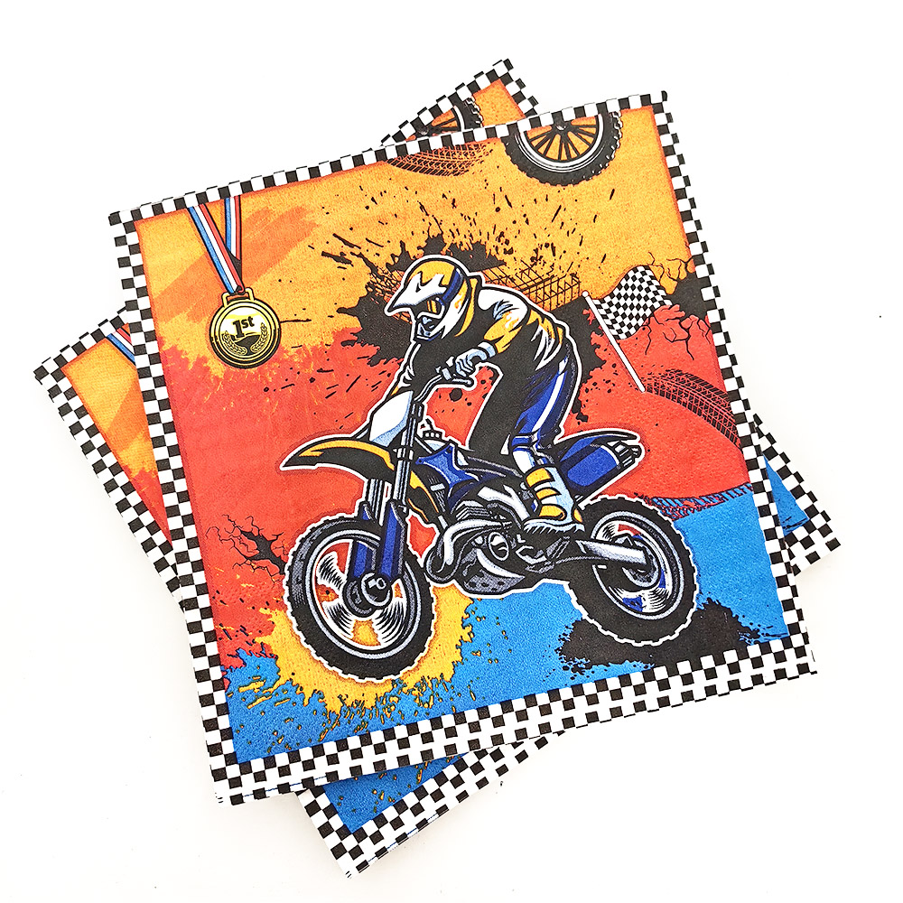 Motor Cross Party Disposable Tableware Paper Plates Cups Napkins Dirt Bike Party Supplies Kids Motorcycle Birthday Party Decor