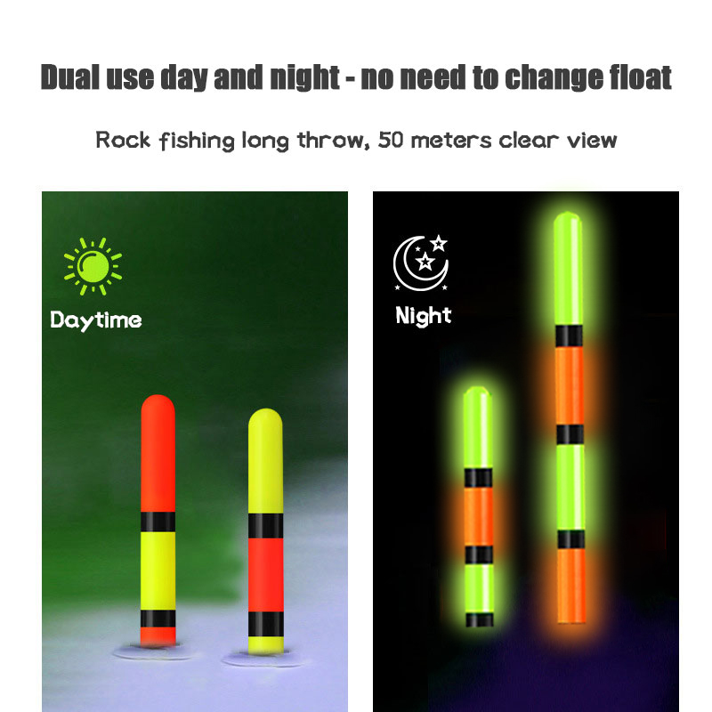 WAKASUI 2PCS/Set LED Electronic Rock Fishing Float With A Long Distance Of 6.8MM High Sensitivity Short Night Fishing Float
