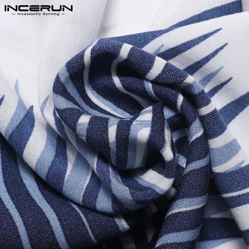 INCERUN Summer Men Beach Hawaiian Shirts Printed Lapel Neck Short Sleeve Casual Brand Men Tropical Tops Chemise