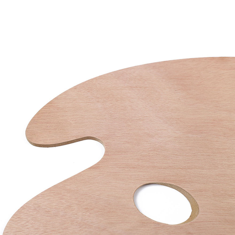 Smooth Tray Palette Art Supplies Watercolor Oval Oil Painting Flat Artist With Thumb Hole Wooden Acrylic #0103