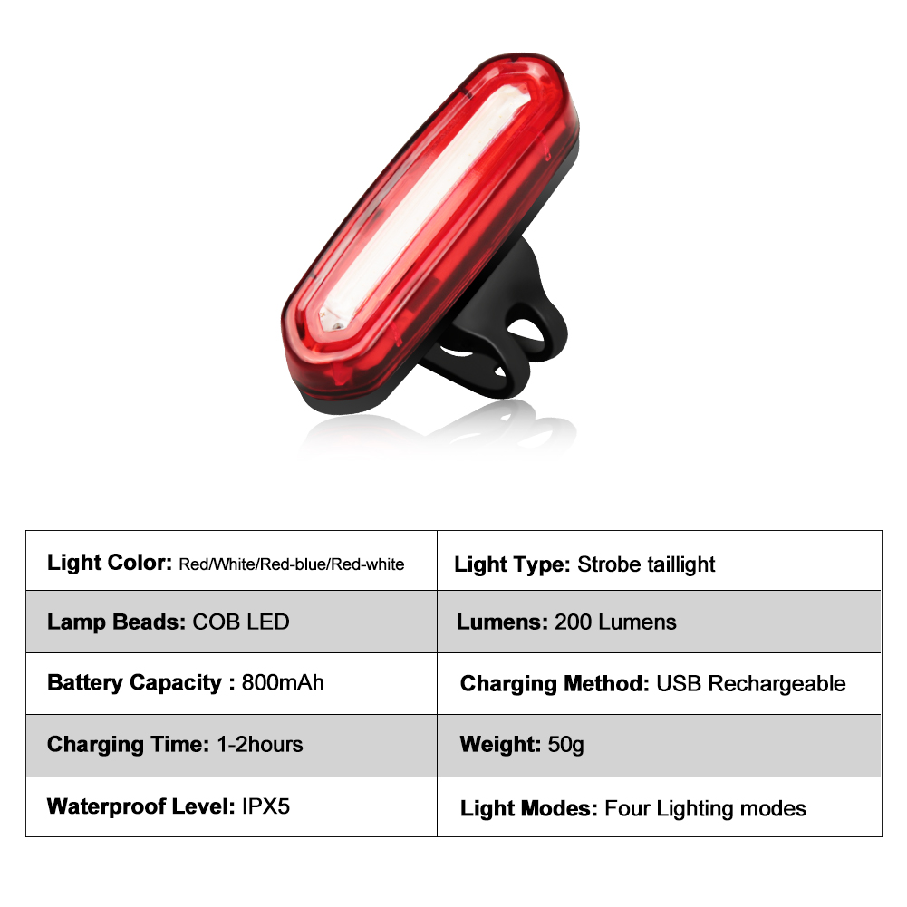 Fiets Achterlicht Usb Oplaadbare Cob Led Mountain Fiets Achterlicht Mtb Veiligheidswaarschuwing Fiets Achterlicht Fiets Lamp