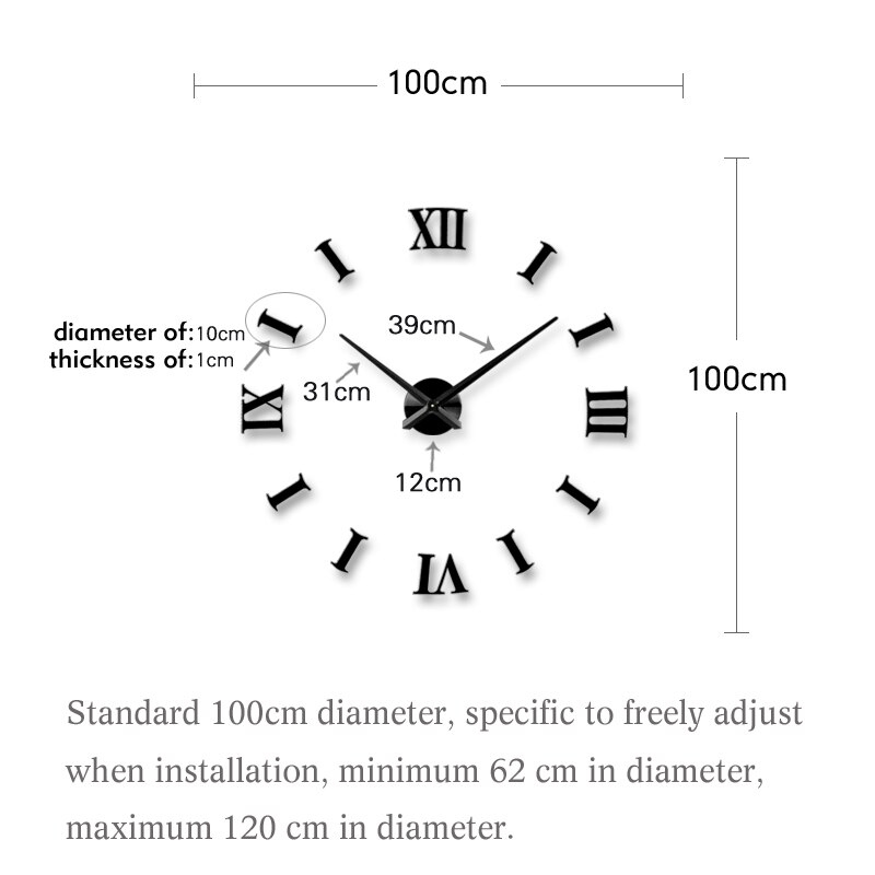 2022 Home decoration big 27/47inch mirror wall clock modern 3D DIY large decorative wall clock watch wall unique