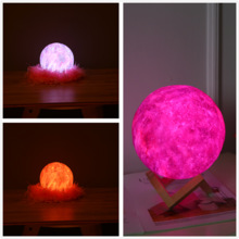 Creatieve 3D Afdrukken Ster En Maan Lamp Kleurrijke Verandering Tactile Decorateur Usb Led Nachtlampje Galaxy Lamp