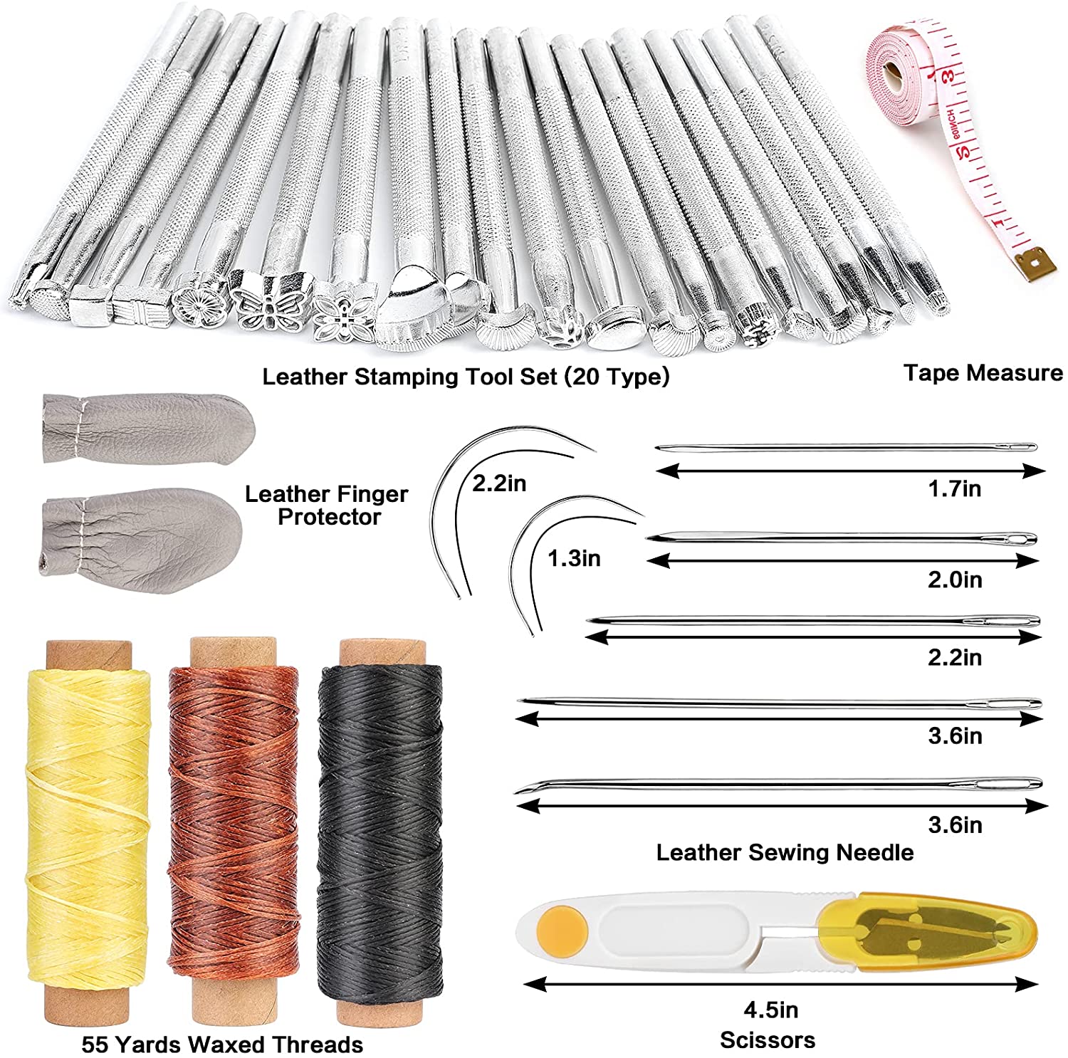 Outils de travail du cuir, poinçon biseauté, cordes de cire, aiguilles pour couture, poinçonnage, coupe, couture, fabrication artisanale du cuir
