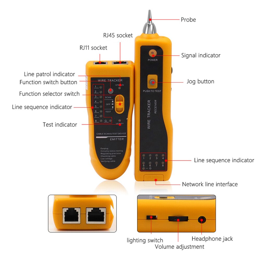 Hand-Held Kabel Tracker RJ11 RJ45 Line Finder Kabel Tester Voor Netwerk Lan Ethernet Kabel Collatie Telefoon Telefoon Wire tester