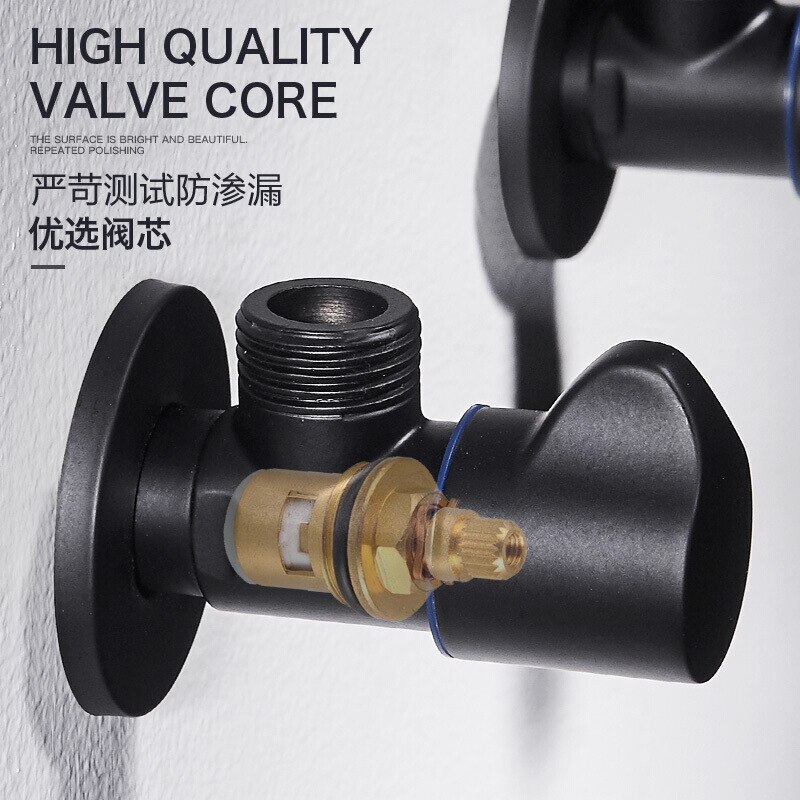 SUS304 Stainless Steel Black Paint Angle Valve for Kitchen Bathroom Toilet Cold and Water Stop Valve water supply valve