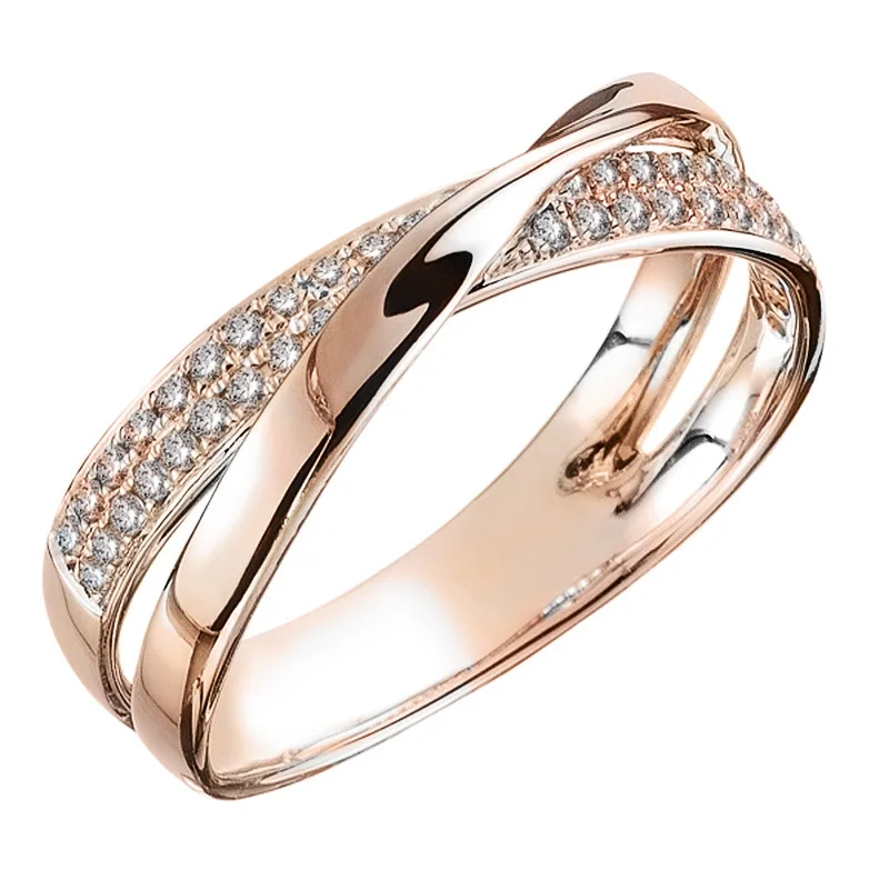 Classic Female Ring 925 Sterling Silver Two Tone X Shape Cross Rings For Women Infinite Dazzling Zircon Wedding Rings Anillos: green / 6