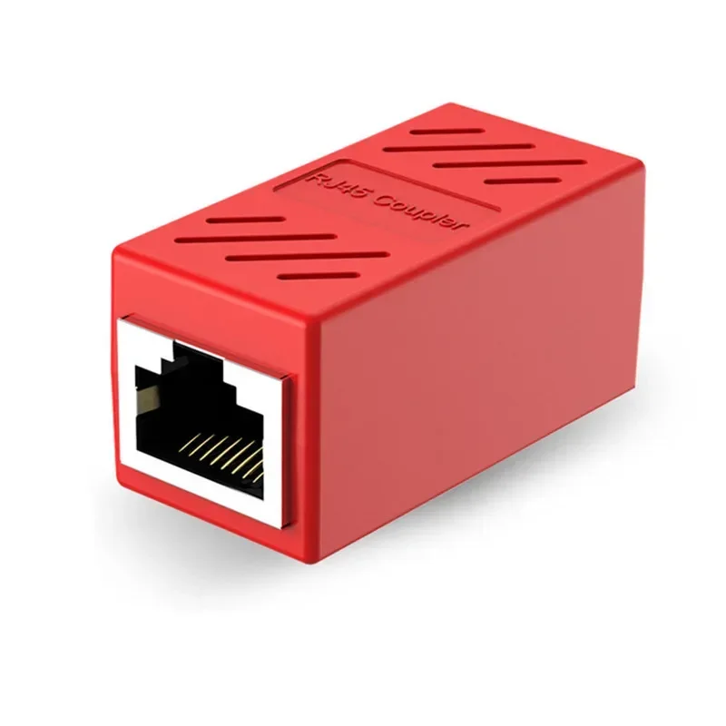 Rj45 koppelingen cat 7 cat 6 cat 5e female-to-female connector  rj 45 verlengadapter voor ethernetkabel zwart blauw rood wit geel: Rood / Bundel 2
