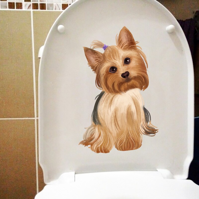 Yoja 14.4 × 22.7cm schattige huisdier badkamer toilet stickers kinderkamer muurdecoratie  t1-2402