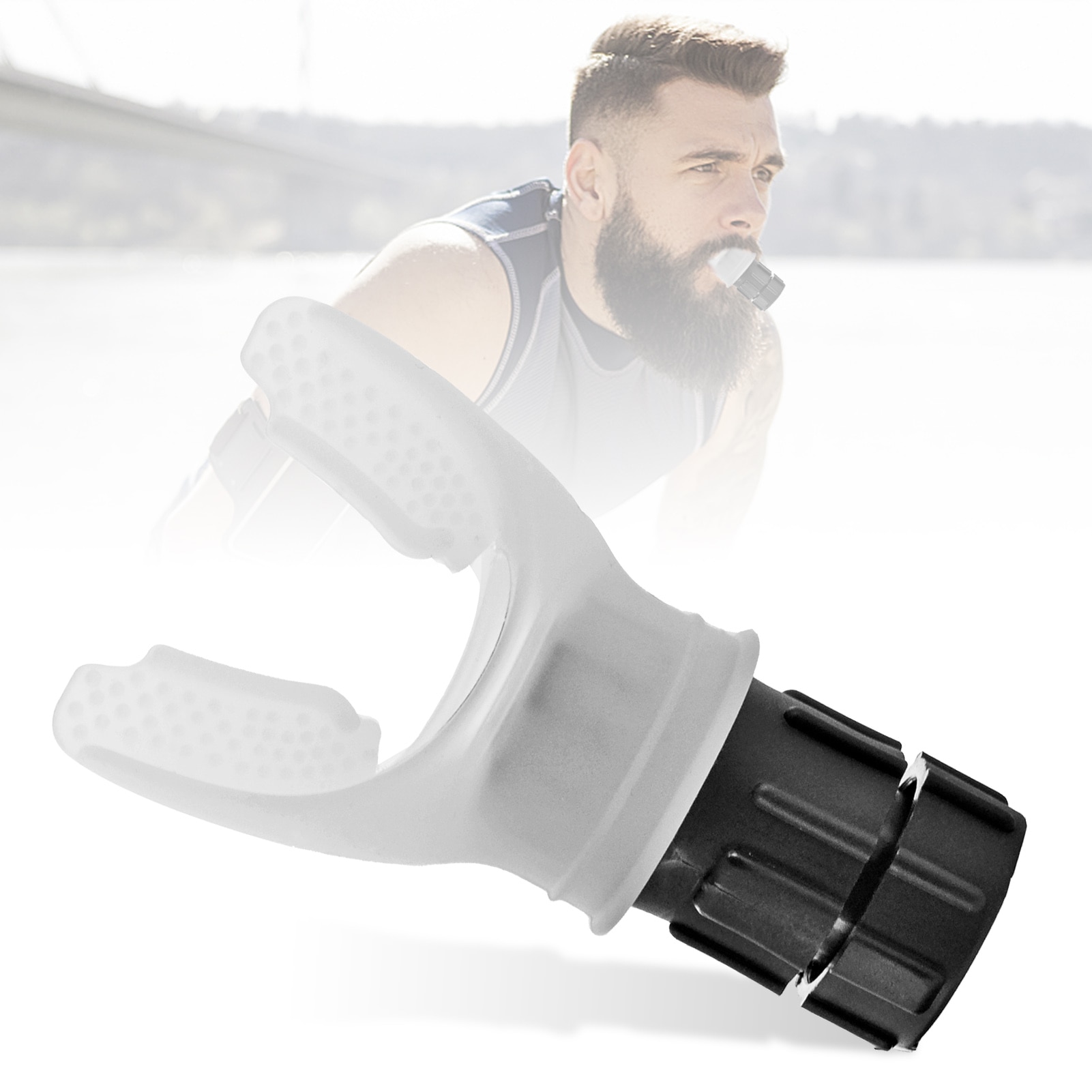 Portable Lung Trainer Adjustable Silicone Mini Breathing Exerciser for Fitness Durable Diving Bite Outdoor Fitness Supplies