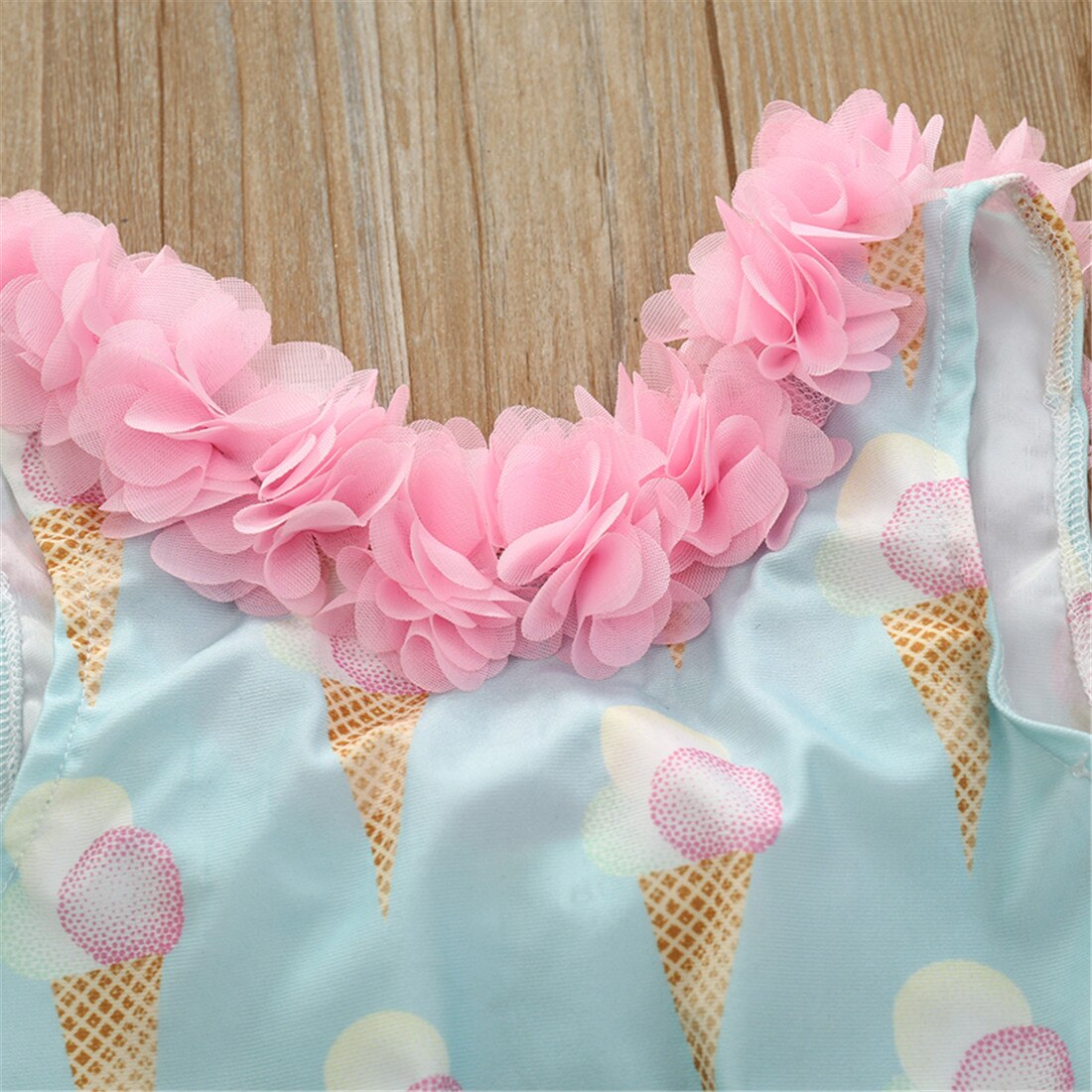 Sommer badedragt småbørn baby pige is print badetøj ét stykke blomster tankini badedragt bikini