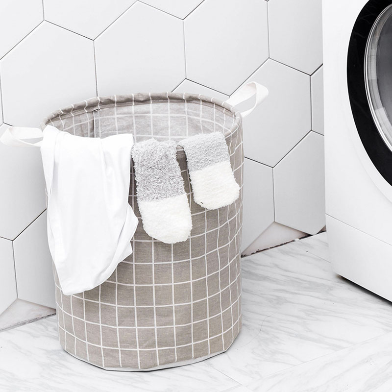 Stor vasketøjskurv snavset tøj vasketøjskurv legetøjsspand opbevaringsboks stor kurv taske organizer hjem baby foldbar håndtagskurv: Beige