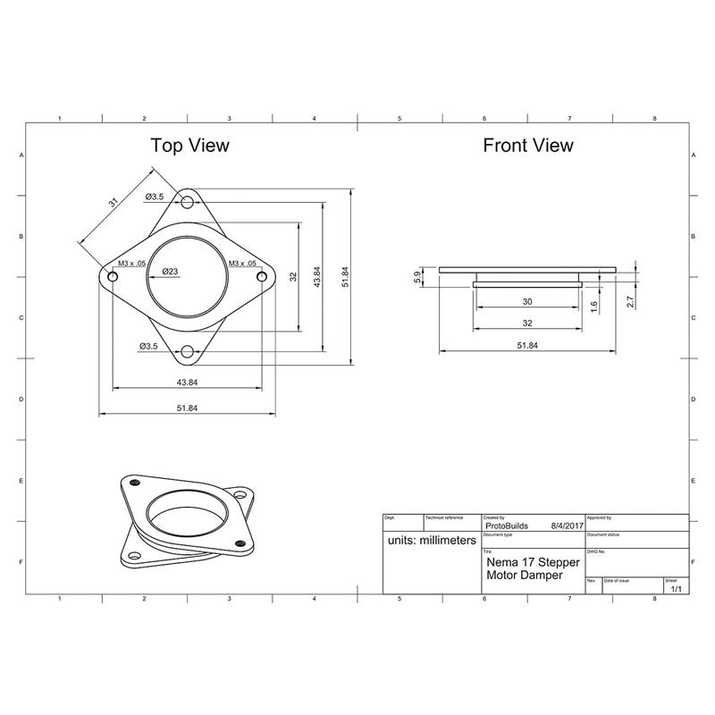 Upgraded NEMA 17 Stepper Steel and Rubber Vibration Dampers with M3 Screw -CNC for 3D Printer Creality CR-10, CR-10S, Ender 3