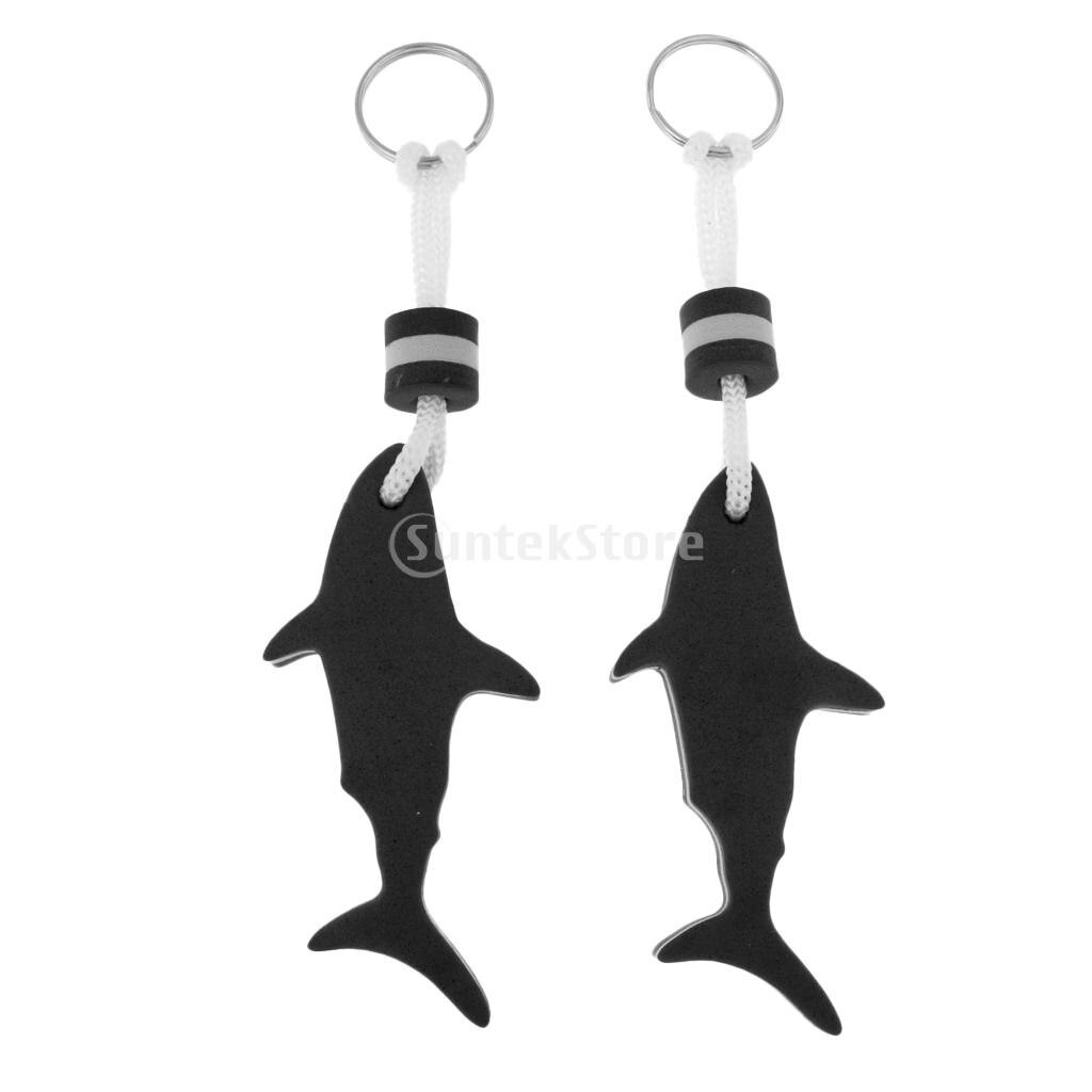 2 Stuks Lichtgewicht Shark Eva Foam Drijvende Sleutelhanger Sleutelhanger Surf Zwemmen Vissersboot Water Float Boei Sleutelhouder-kiezen Kleuren: Black