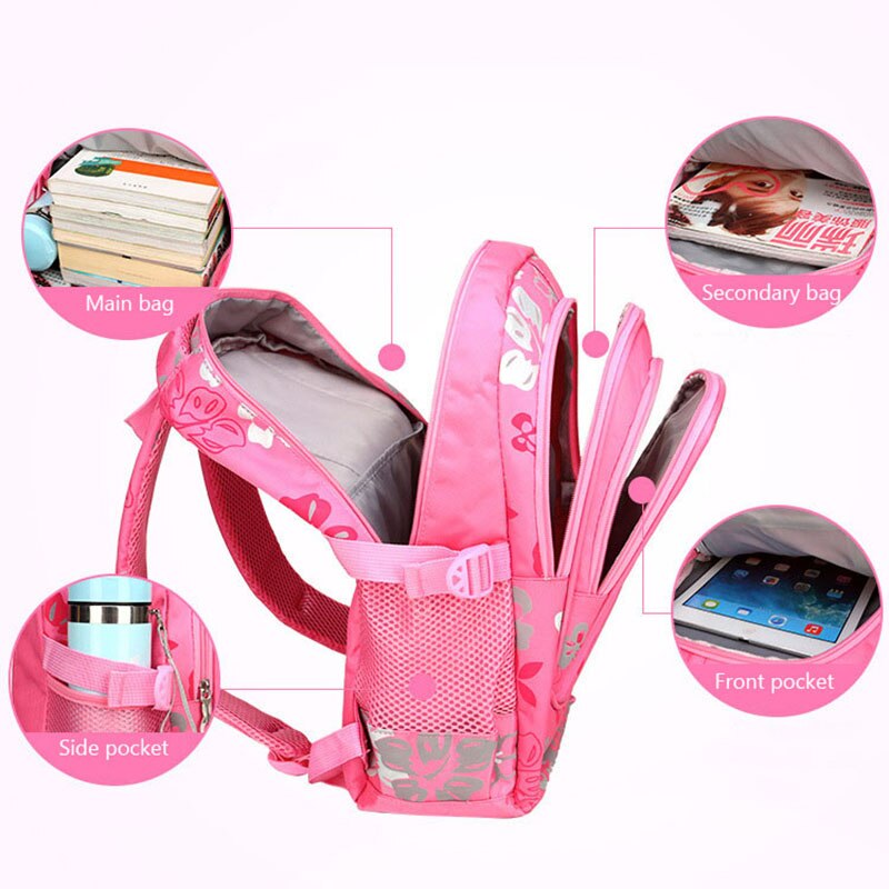 Grote schooltas voor kinderen, schattige schoolrugzak voor studenten, bedrukte waterdichte rugzak voor basisschoolboeken voor tienermeisjes