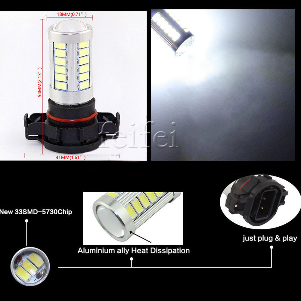 2 stks H16 33 SMD 5630 Auto Led Fog Lampen 33SMD Auto Dagrijverlichting richtingaanwijzer Achter Reverse lampen Wit geel Blauw