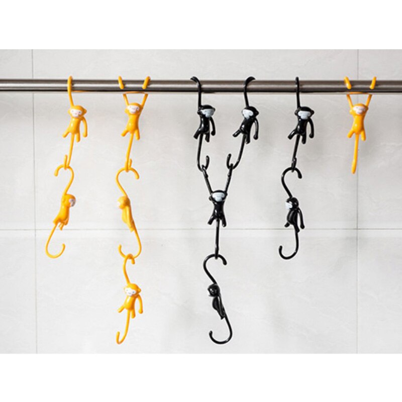 Shaped Key Organizer Hanger Rack Little Monkey Hook Cabinet S-Shaped Single Hand Silicone Rubber Decorative Holder Hook