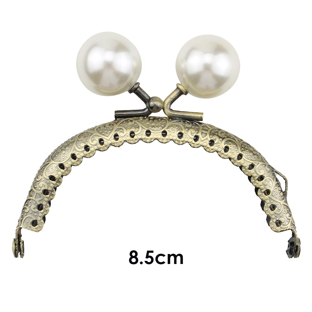 Pearl Flower Pattern Wallet Metal Handle Frame Arc Shaped DIY Clutch Purse Bag Kiss Clasp Lock Handbag Hardware Accessories: 8.5cm