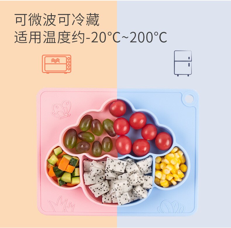Plato de silicona para bebé, plato antideslizante para alimentación de ovejas, plato dividido, vajilla para niños y niñas