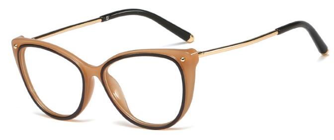 Kvinder kat briller stel kvinder rød metal ben kvinde briller retro mærke brille stel  uv400: C5 kaffe klar