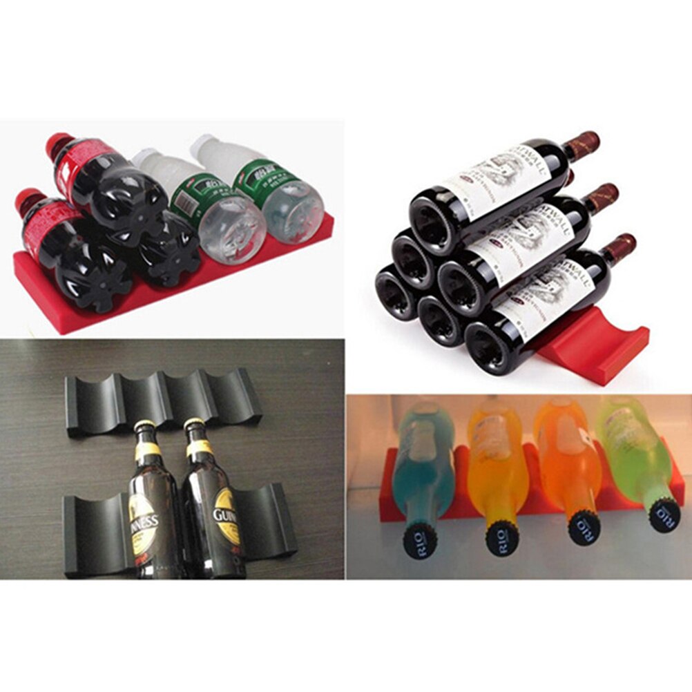 Organizador de botellas de vino y cerveza, soporte de silicona duradero para nevera, accesorios de barra de herramientas para apilar, color rojo y azul, novedad