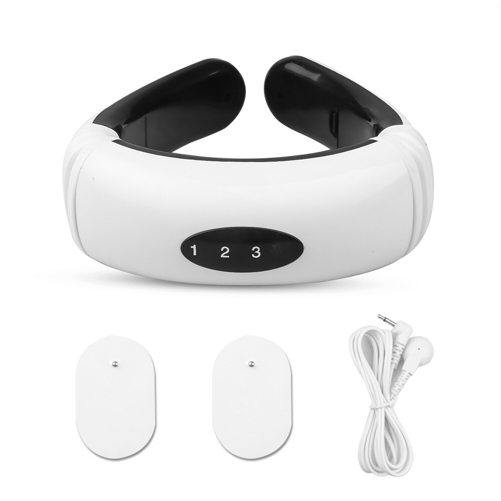 Neck Pain Relief Back Posture Massager for Body Power Tool Relaxing Massage Electric Low Frequency Stretch Device Tools Masager: White C Set