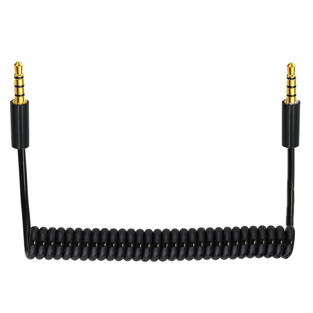 Conector de extensión de 3,5mm, 4, 3 polos, TRRS a TRRS, macho a hembra, macho a macho, auriculares, Audio estéreo, Cable en espiral con resorte auxiliar