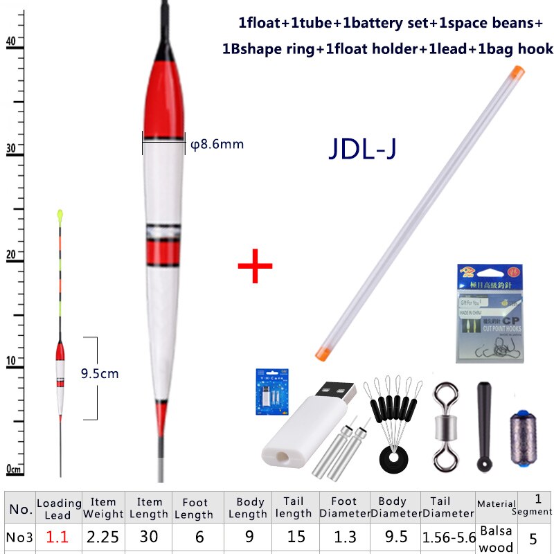 1 stück Elektrische Angeln Schwimmt + Akku einstellen + Raum Bohnen + schweben Halfter + Angeln Haken Nacht leucht Balsaholz Schwimmt: JDL-J 1Stück n Geschenke