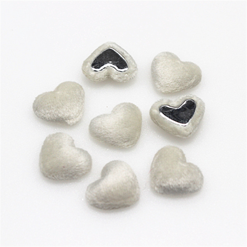 17mm 50 Uds. Botones cubiertos de tela de franela con forma de corazón cabujón plano DIY decoración del hogar accesorios artesanales para álbum de recortes: Latón