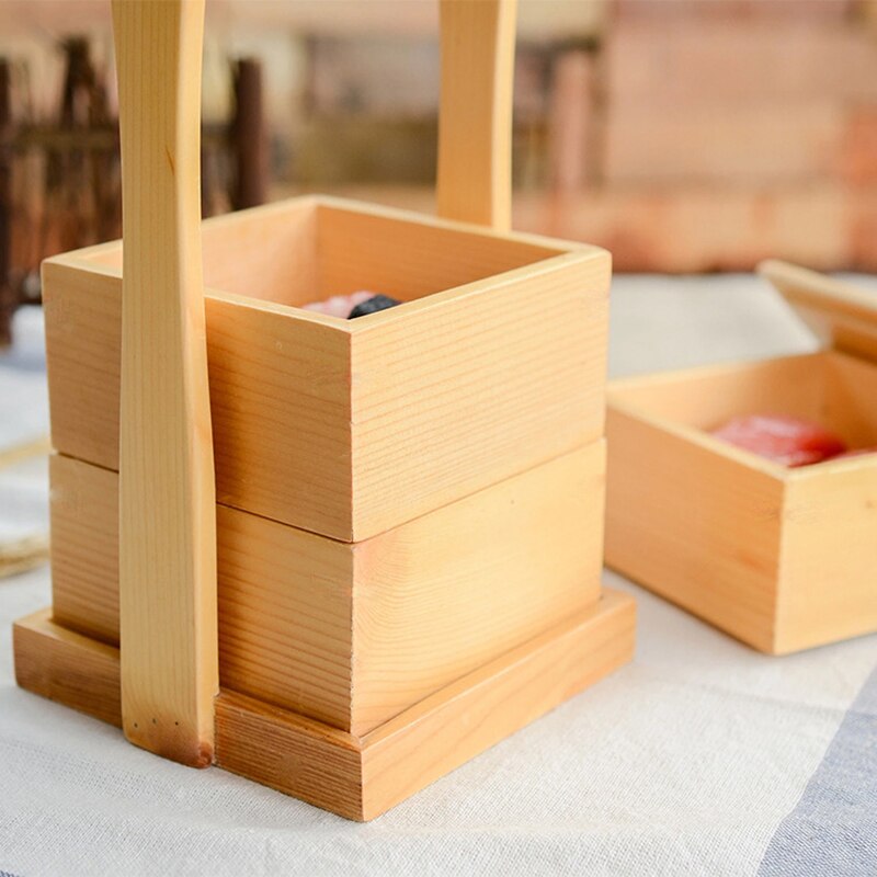 Wooden Simple Portable Sushi Box Japanese Bento Boxes Household Multi-layer Lunch Box