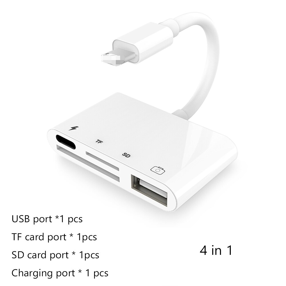 Reilim Otg Multi Port Usb Adapter Voor Iphone 11 X Ios 13 Usb Camera Sd Kaartlezer Converter Voor Bliksem 6 In 1 Voor Ipados 13: 4in1