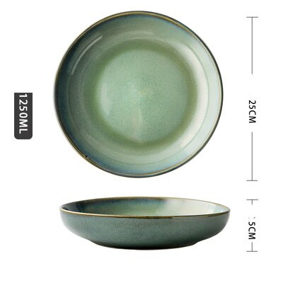 Plato profundo de cerámica japonesa, plato redondo para sopa, ensalada familiar, plato grande de porcelana: 2