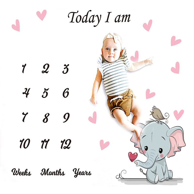 Couverture de bébé tapis de jeu toile de fond éléphant dessin animé nordique anniversaire Photo arrière-plan accessoires: photo mat