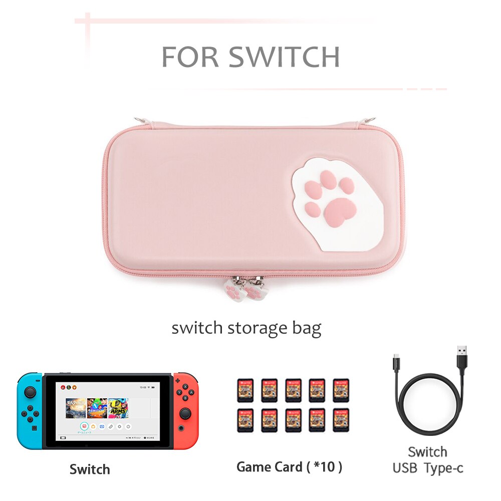 Pink Cute Cat Paw Case for Nintend Switch - Portable Hardshell Slim Travel Carrying Case fit Switch Console & Game Accessories: Red For switch