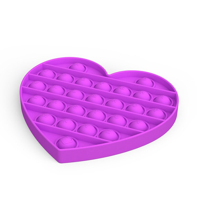 Silicone Push pop Poke pop Bubble Sensory Fidget Toy, Pop It Fidget Toy, Squeeze Sensory Toy, Reliever Stress: Heart  Purple