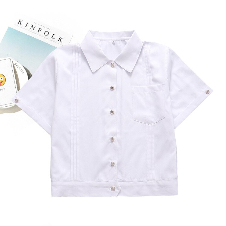 Uniforme scolaire japonais pour filles, chemise blanche à manches courtes, col carré pointu, taille courte, costume de marin Jk, uniforme de travail: S