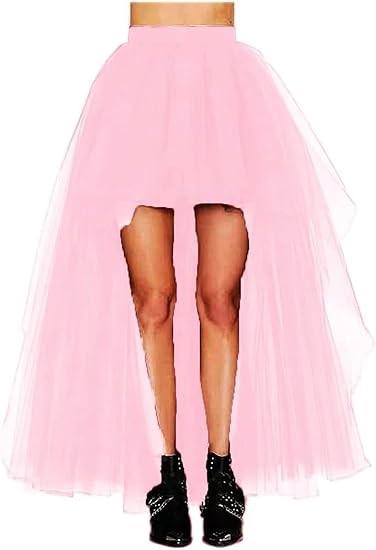 Falda de tul blanca para mujer, enagua tutú Hi-Lo de gasa con cola de golondrina, estilo informal largo, Punk gótico, cintura alta, de Carnaval: Naranja