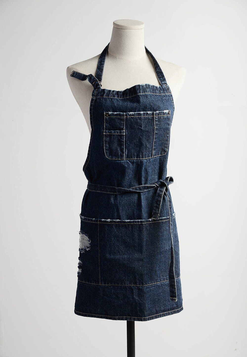 Professiona-delantal Vaquero de algodón con 100% ajustable para mujer, delantales de cocina, para adulto, para hornear, para Chef, café, pantalones vaqueros, Unisex: 3