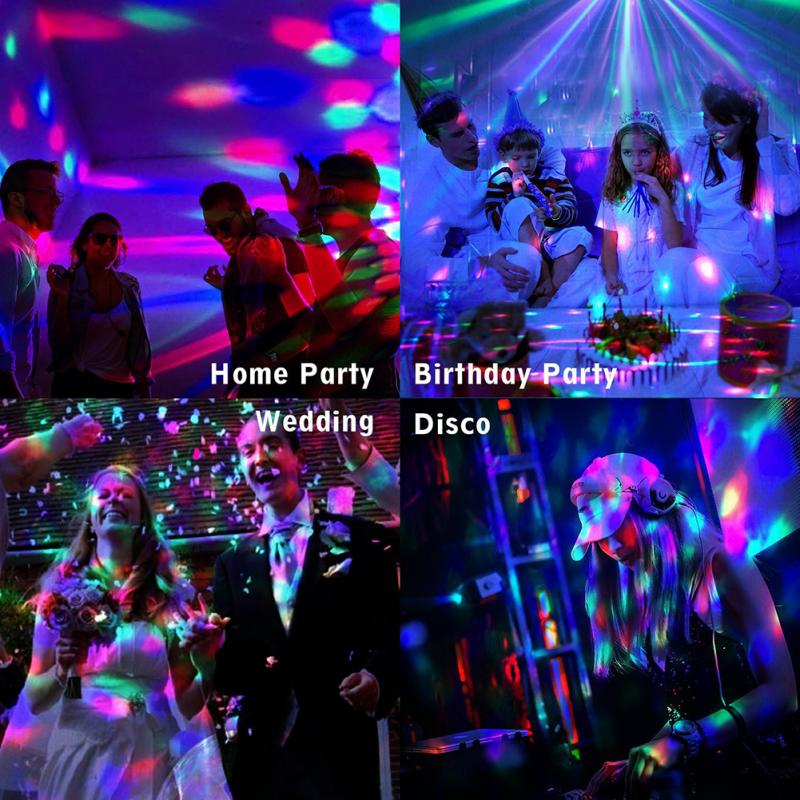 7 couleurs éclairage de scène 3W son activé fête lumières famille Portable Dj lumières USB Rechargeable Bar Club Disco lumières