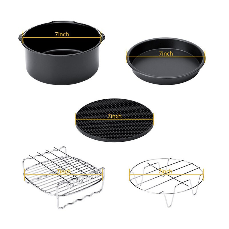 5 Stks/set 7 Inch Ronde Lucht Friteuse Multifunctionele Pizza Pot Rack Bakken Isolatie Pad Rack Pad Thuis Keuken air Friteuse Accessoires