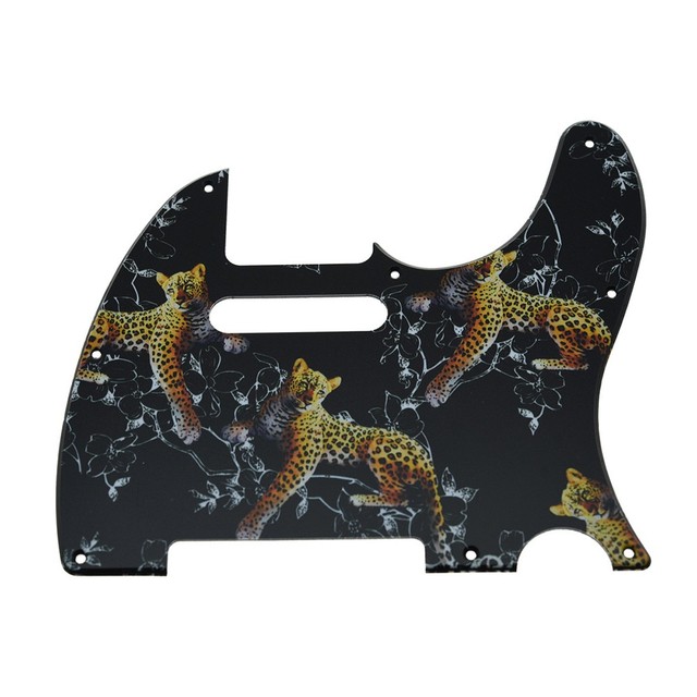 Battipenna per chitarra a 8 fori piastra in plastica TL stampata in 3D con viti per chitarre elettriche Tele sostituzione parti di chitarra: leopardo