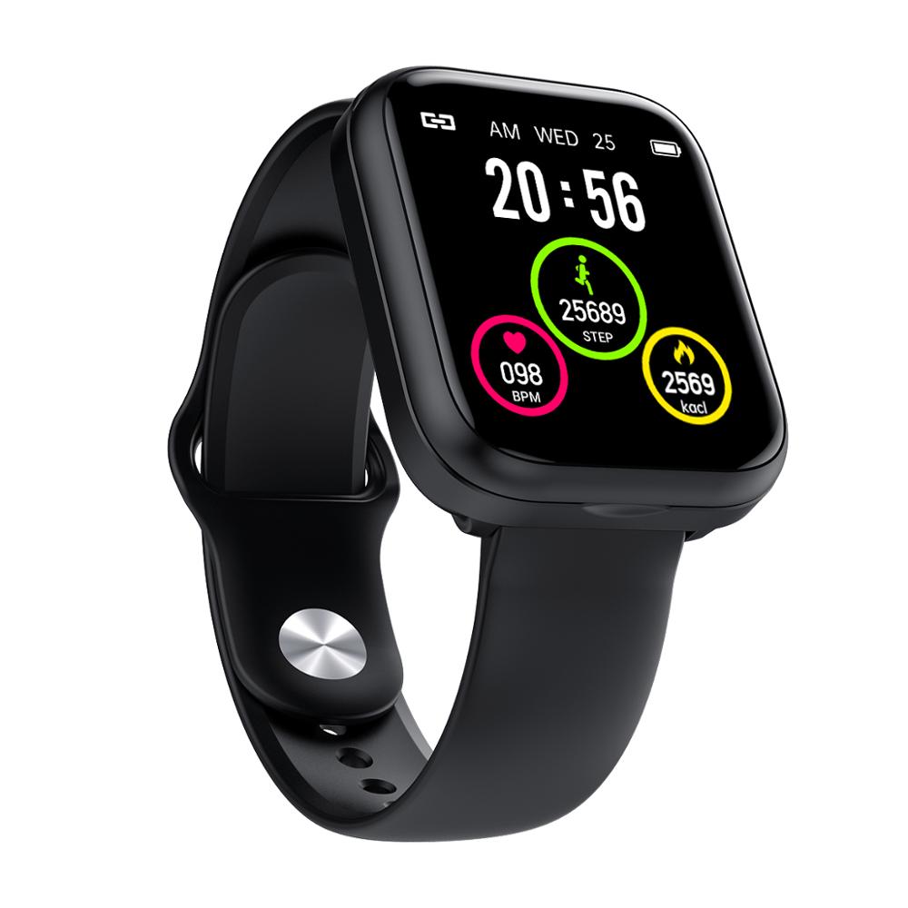 Ai smartwatch met bluetooth-oortelefoon, hartslagmeter, slimme polsband, smartwatch voor mannen en vrouwen, sportoortelefoon: Zwart