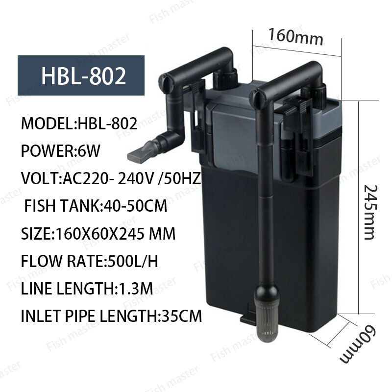 6W Muur Gemonteerde Aquarium Filter Aquarium Filter Terug Opknoping Waterval Landschap Verhoogt Houtskool Filter Hbl 801 802 803