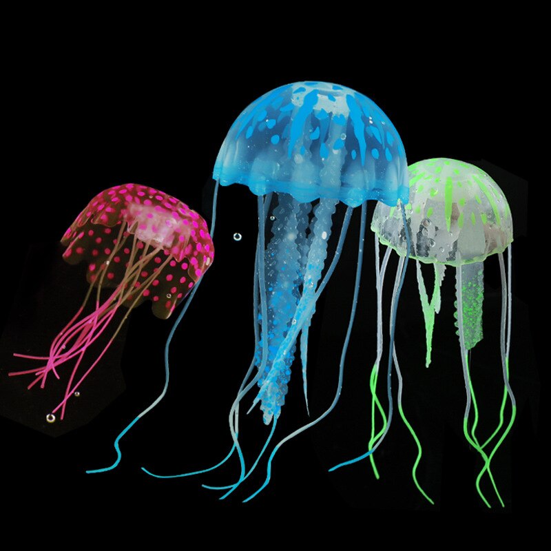 Aquarium lumineux artificiel en Silicone, paysage aquatique, poisson méduse, brille dans la nuit, ornement sous-marin