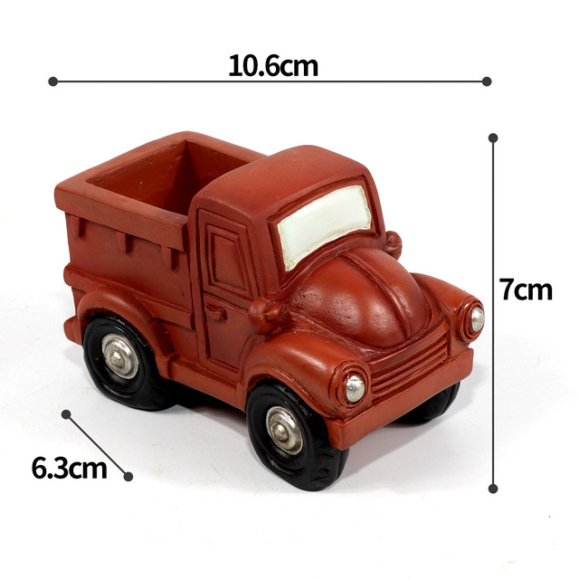 Car Shaped Resin Succulents Pot Cute Planter Pots Truck Cactus Plant Pots Small Plant Indoor Desk Decor Table Decoration: Red
