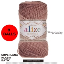 Alize Superlana Classic Batik 8 Pcs Knitting Yarn Crochet Yarn Acrylic Yarn Multicolour Yarn Superlana Klasik Batik