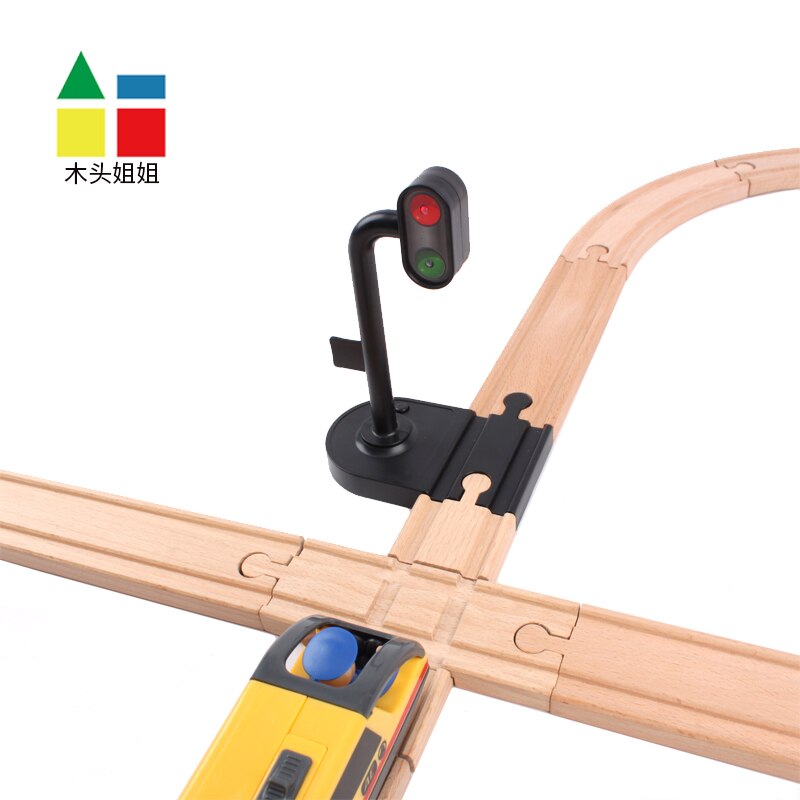 Szene Schiene Transit verkehrs lichter Signal Licht Zubehör Holz Track Magnetische Zug Zubehör Kompatibel withTrains 1PCS